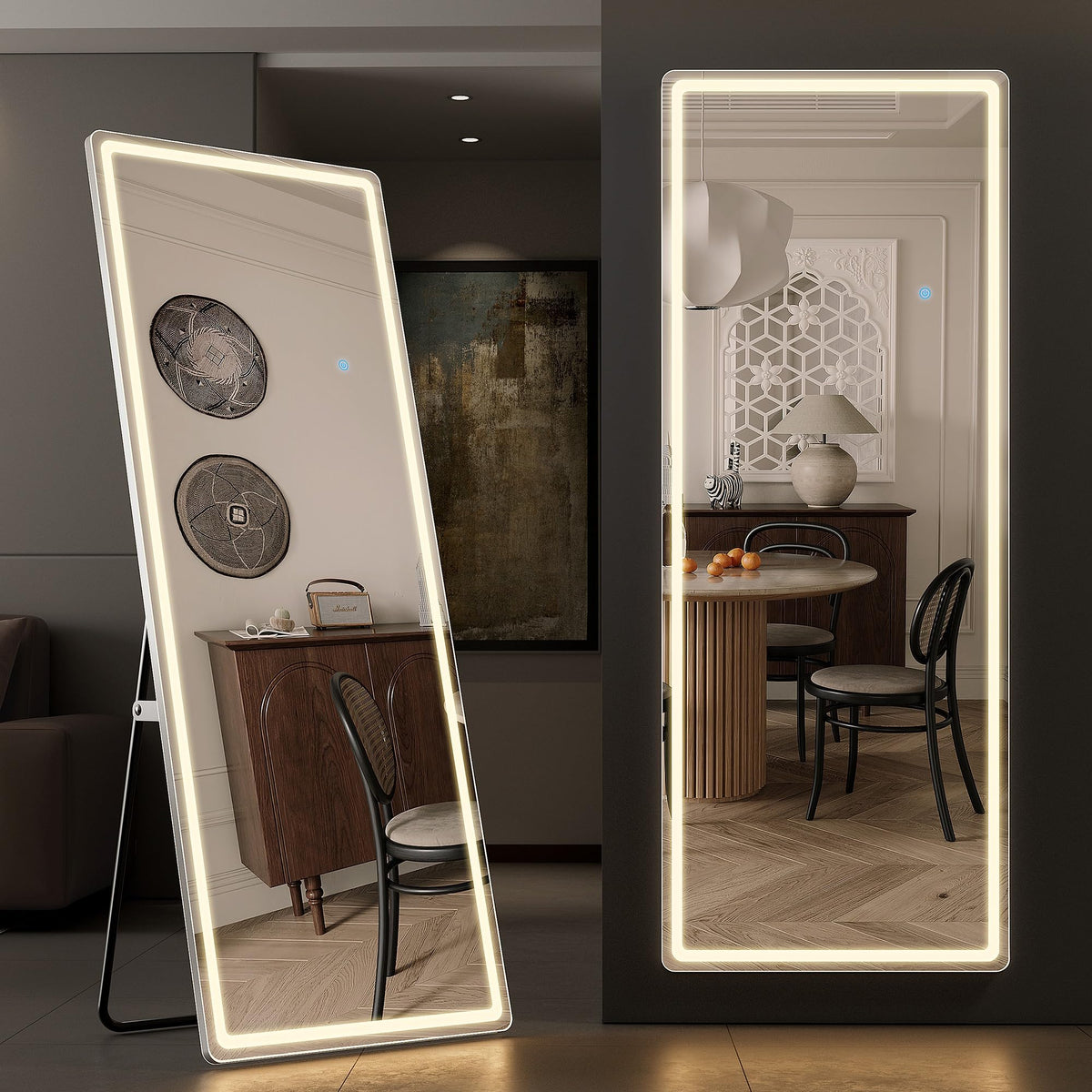 Alpen 71x26 Inches Arched LED Full Length Mirror, Floor Mirror with Stand