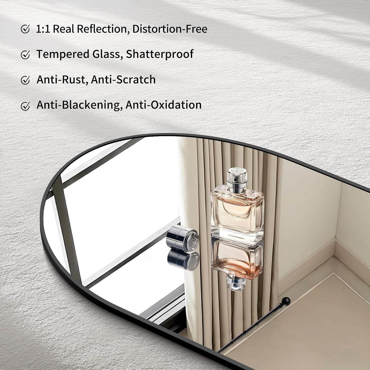 CIRCUMI Arched Wall Mirror, 36"x48" Black Arched Mirror for Bathroom