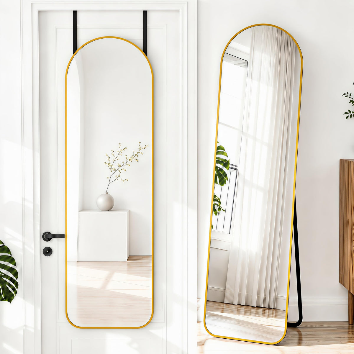 NARCISSUS 57x20 Full Length Mirror Over The Door or Freestanding/Wall Gold