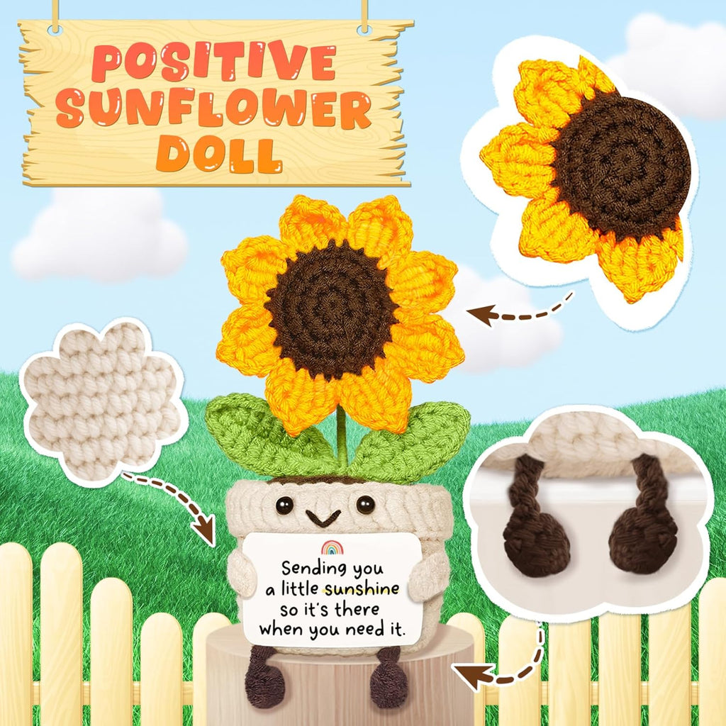 Get Well Gifts for Women After Surgery, Handmade Positive Sunflower Crochet Decor, Surgery Recovery Breast Cancer Care Gifts, Thinking of You Feel Better Gift for Women