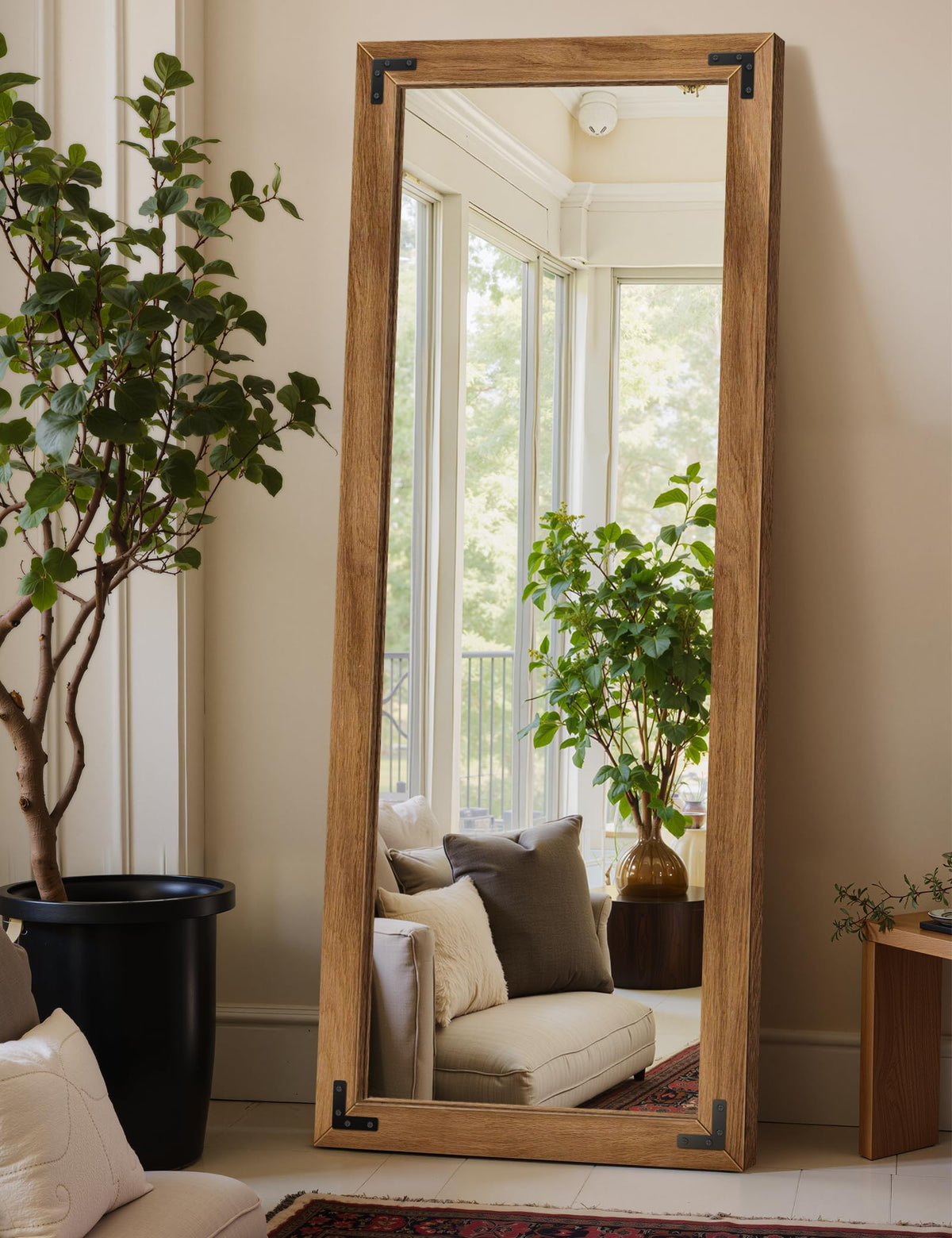 Wood Framed Full Length Mirror for Wall, 56"X22" Floor Standing Body Mirror
