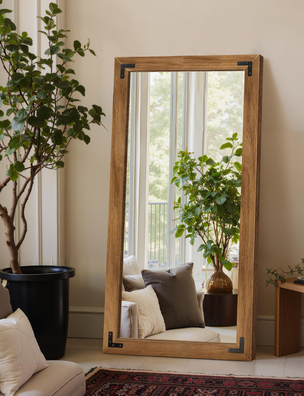 Wood Framed Full Length Mirror for Wall, 56"X22" Floor Standing Body Mirror