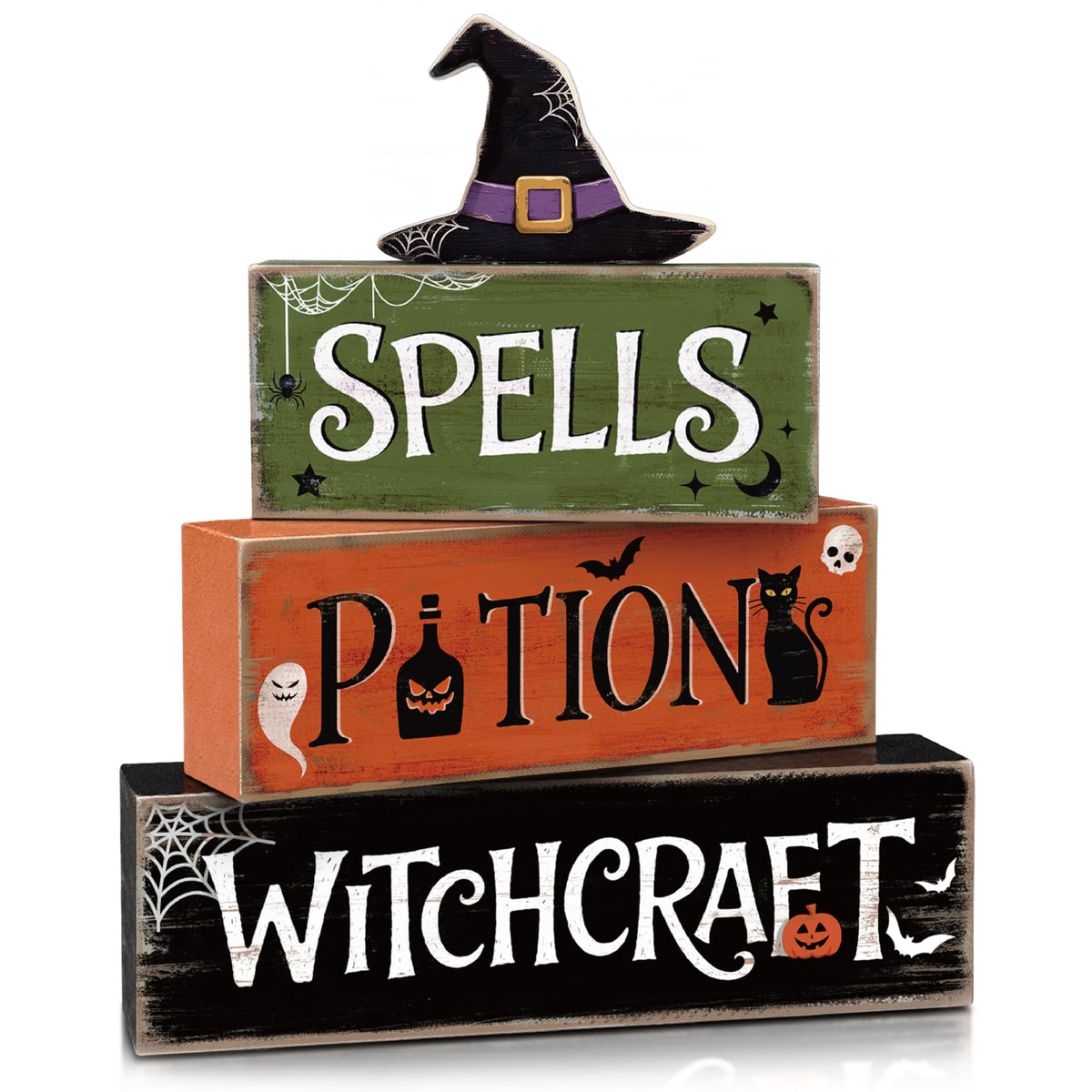 Hocus Pocus Decor, Vintage Halloween Decorations Indoor Table Sign for Home