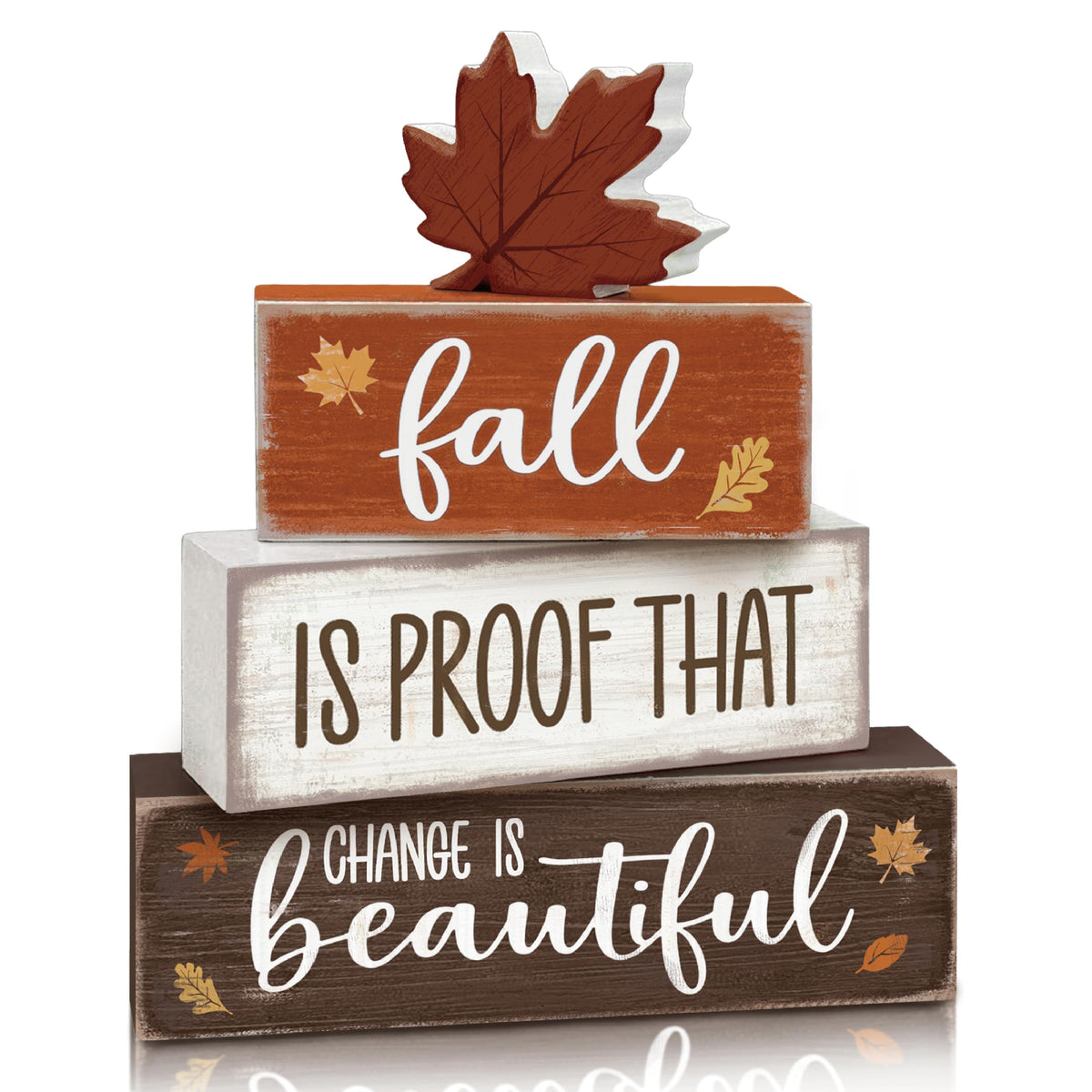 4 Pcs Fall Tiered Tray Decor, Wooden Fall Decorations for Home
