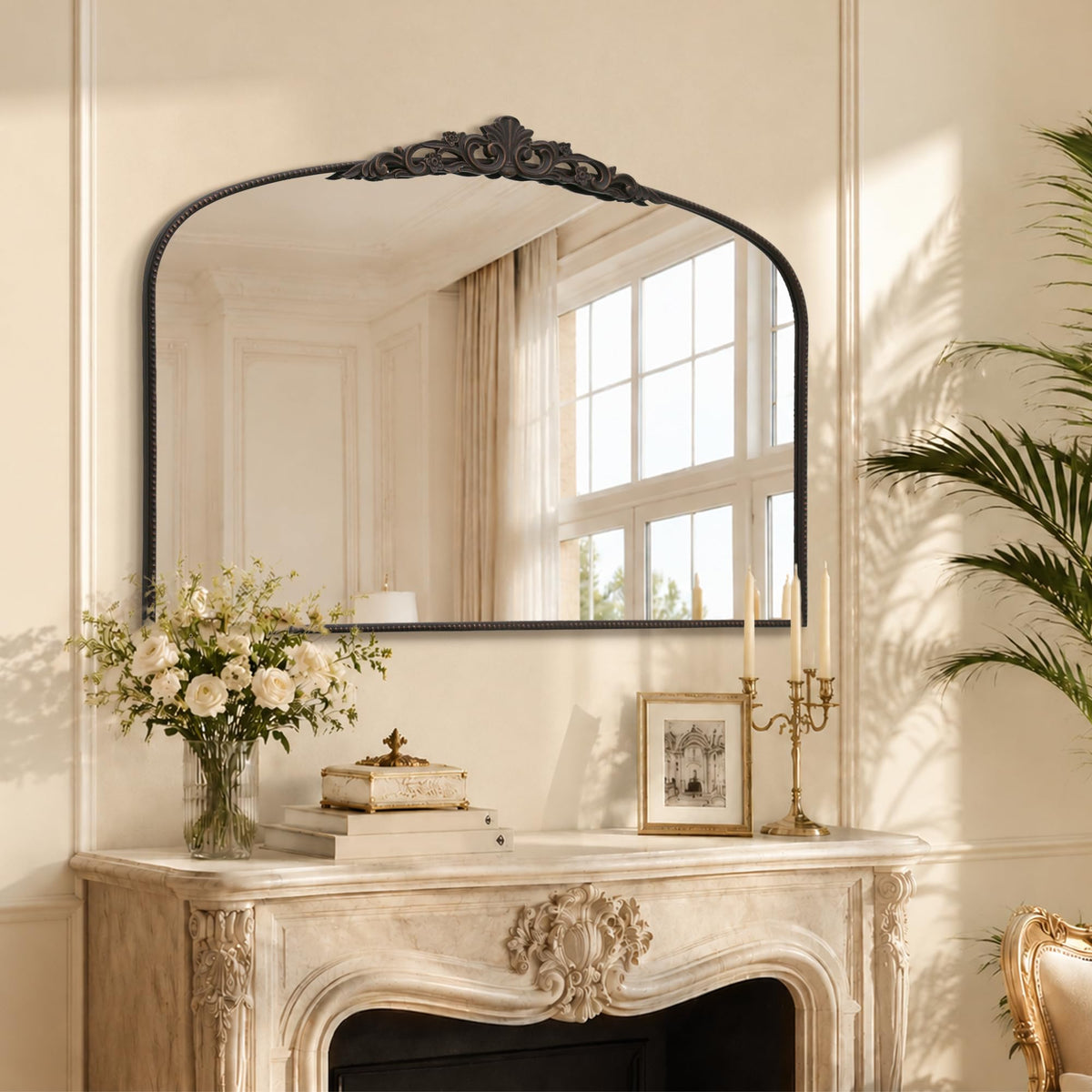 Micasso Black Full Length Mirror: 21''x56'' Baroque Vintage Floor Mirror