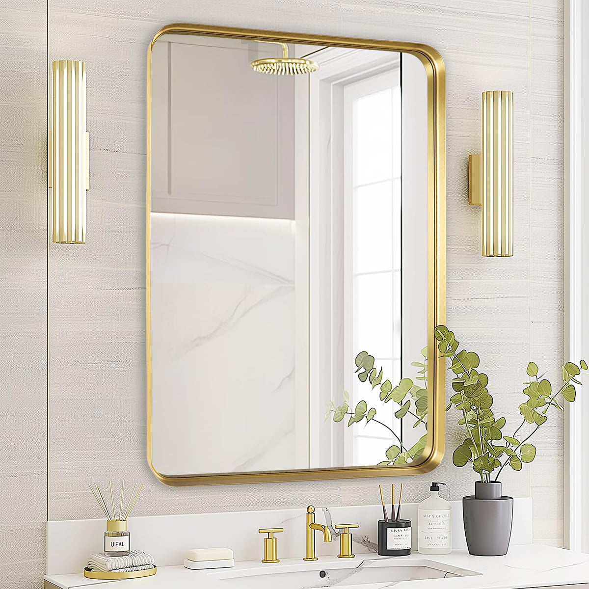 Black Bathroom Vanity Mirror Over Sink 2 Pack, 24x36 Large Wall Mirror