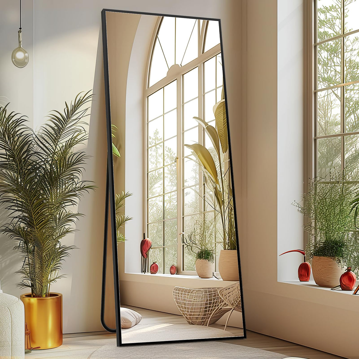 Sweetcrispy 55"x15" Full Length Mirror, Standing Full Body Mirror, Black