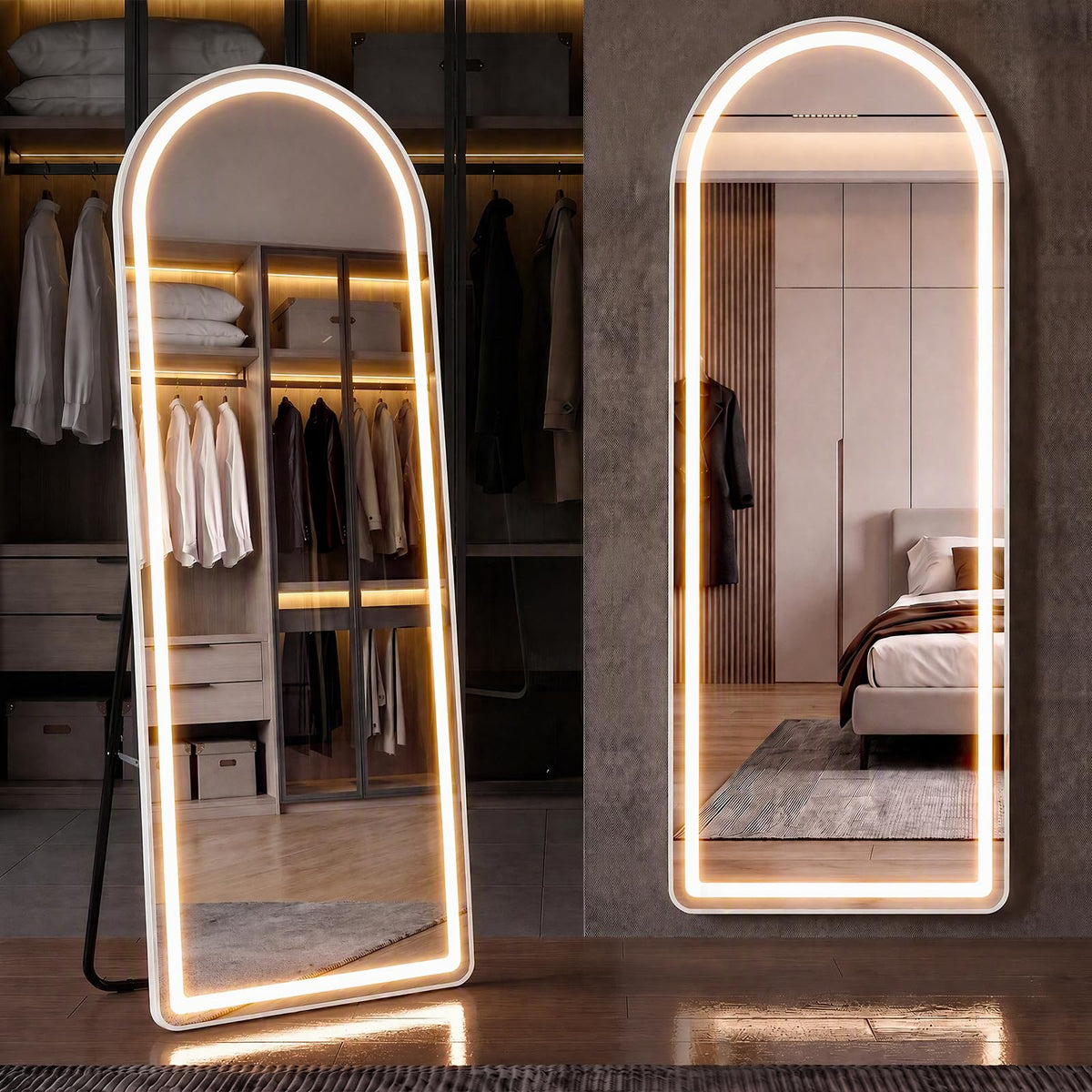 21"x64" Full Length Mirror with Lights, Standing Mirror