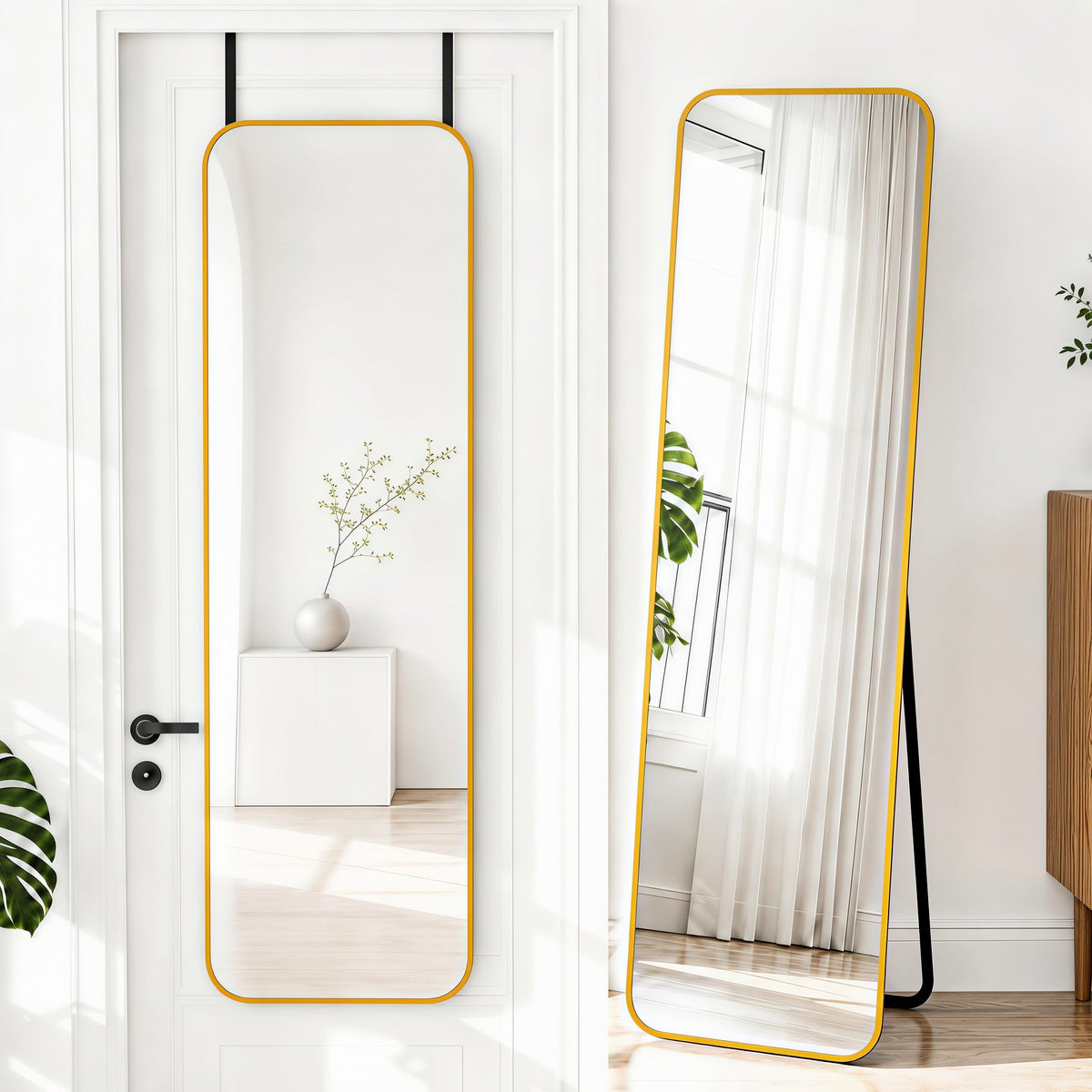 NARCISSUS 57x20 Full Length Mirror Over The Door or Freestanding/Wall Gold