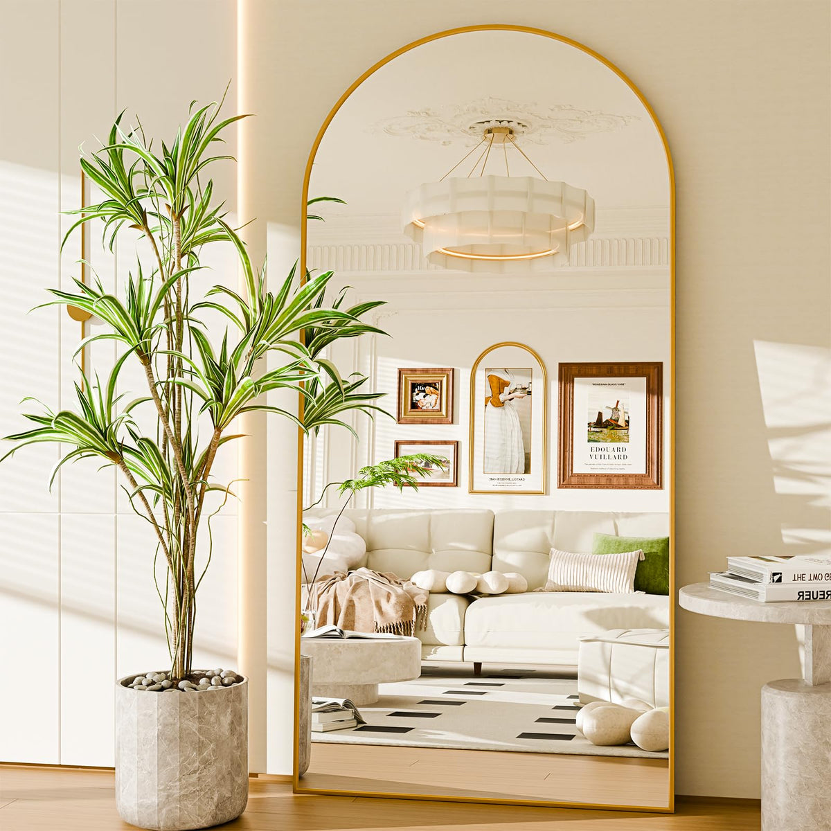 81"×41" Floor Mirror Full Length Arched Full Length Mirror Gold
