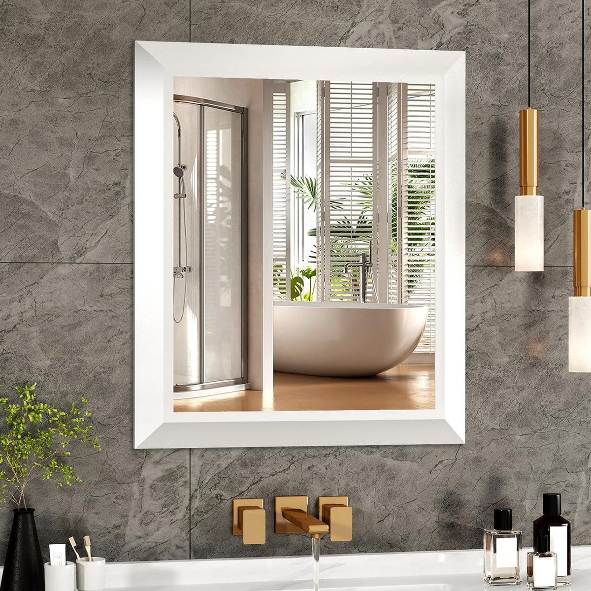 SMIROR 24x36 Matte Black Bathroom Vanity Mirror for Over Sink