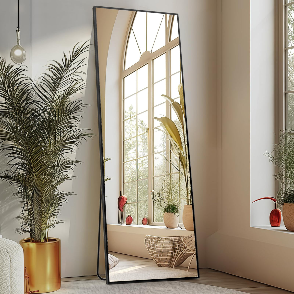 Sweetcrispy 55"x15" Full Length Mirror, Standing Full Body Mirror, Black