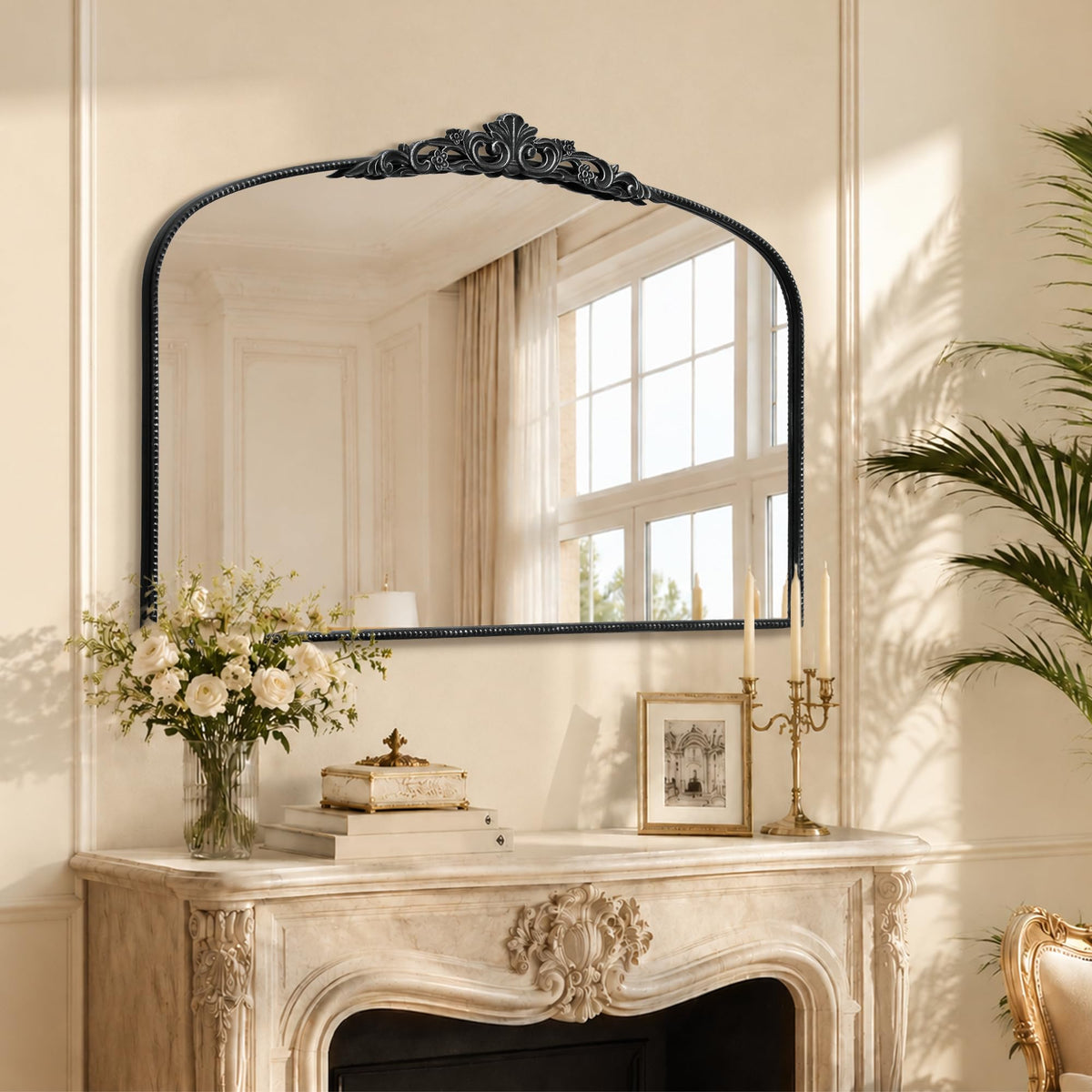 Micasso Black Full Length Mirror: 21''x56'' Baroque Vintage Floor Mirror