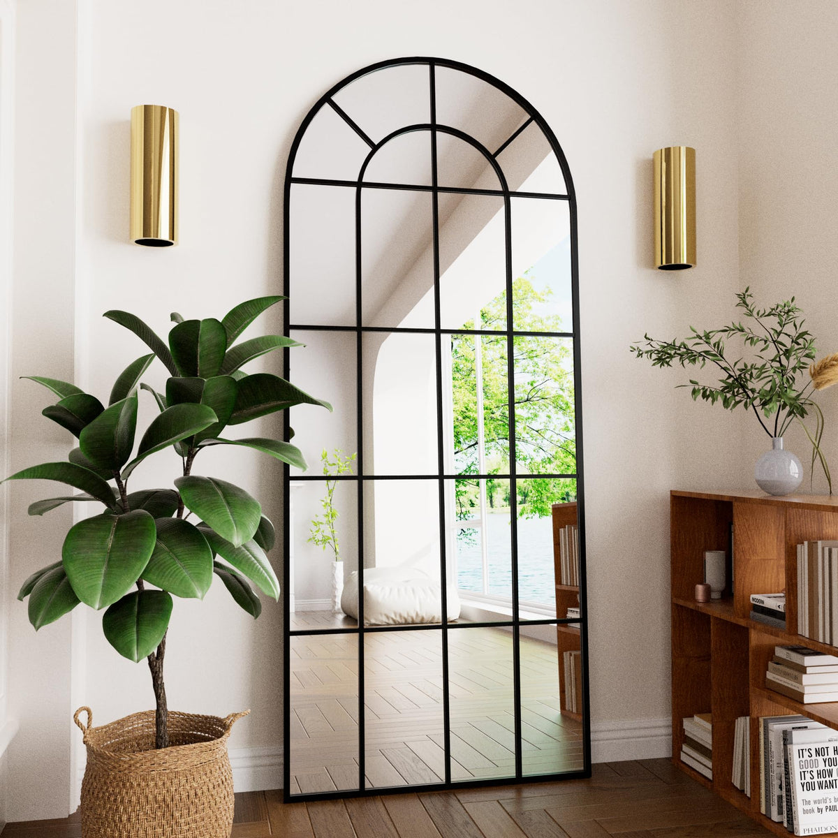 HARRITPURE Windowpane Full Length Mirror, 71"x30" Floor Mirror, Bronze