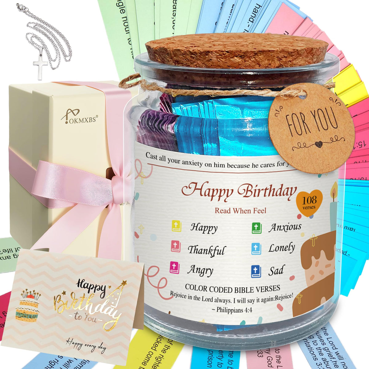 Bible Verse Jar,Read Me When Bible Verses Jar for Emotions and Feelings,Mothers Day Gifts,Christian Gift For Women and Men,Mothers Day Gift Bulk,Birthday Gifts for Women