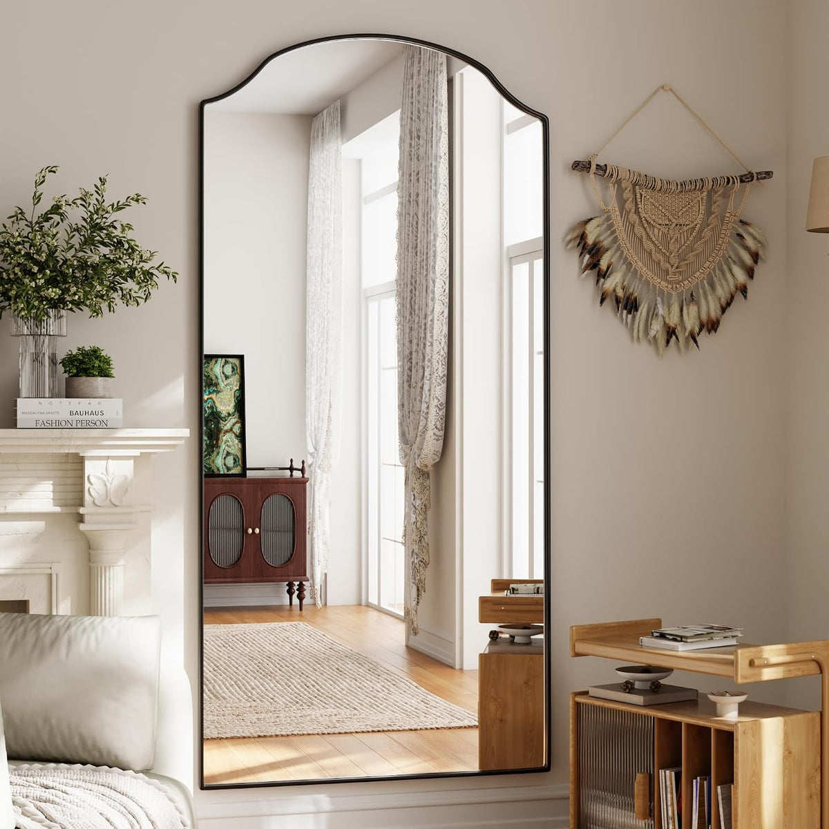 VooBang Wave Curved Top Arched Mirror Full Length, 71"x32" Large Mirror