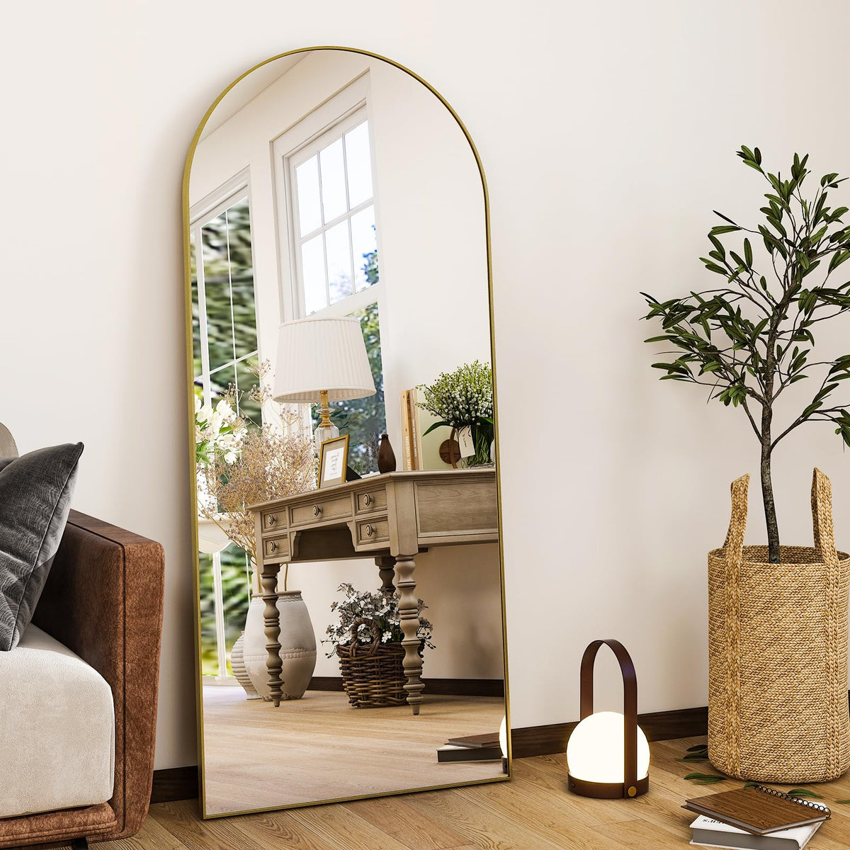 HARRITPURE 57"x20" Full Length Mirror Gold Rounded Corner Floor Mirror