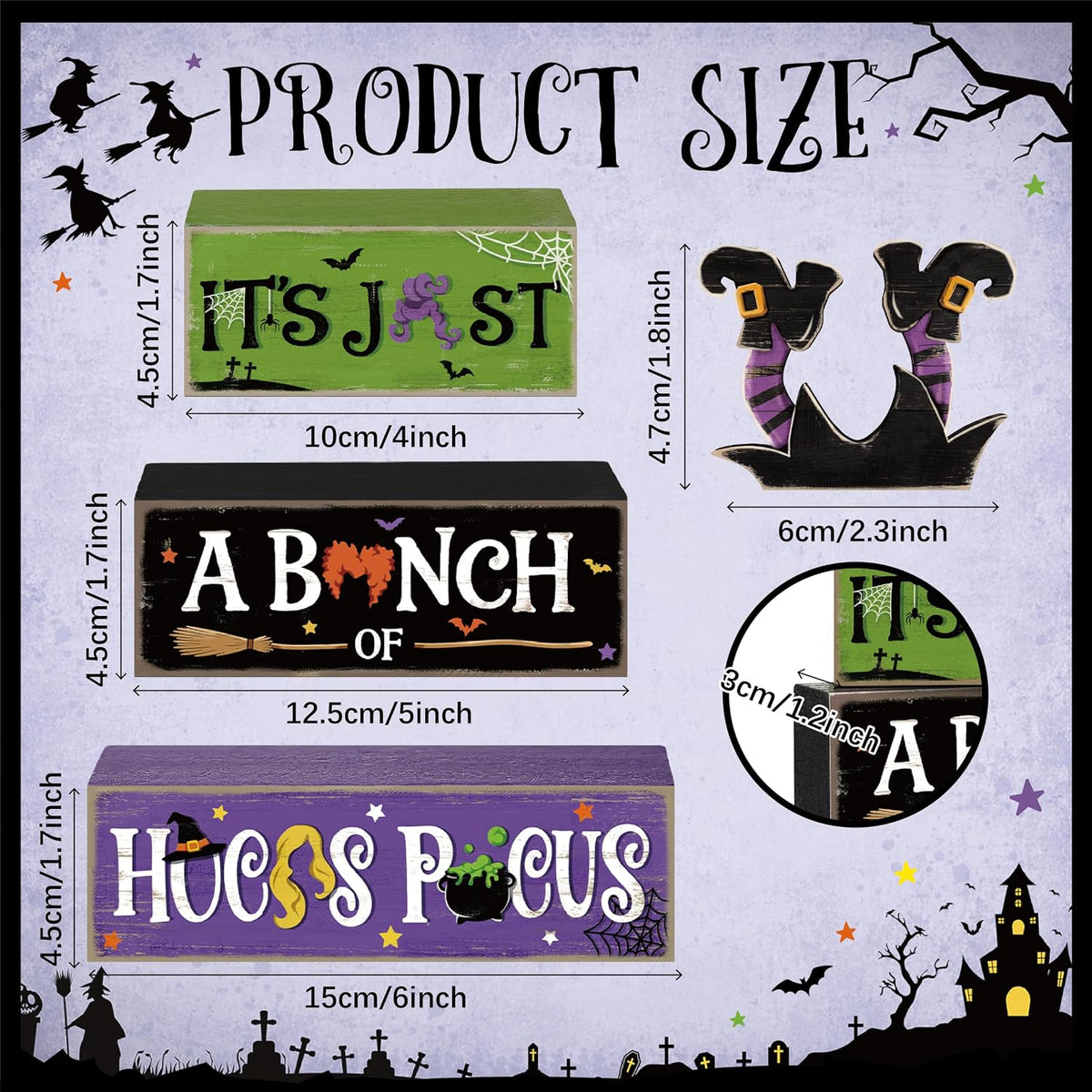 Hocus Pocus Decor, Vintage Halloween Decorations Indoor Table Sign for Home
