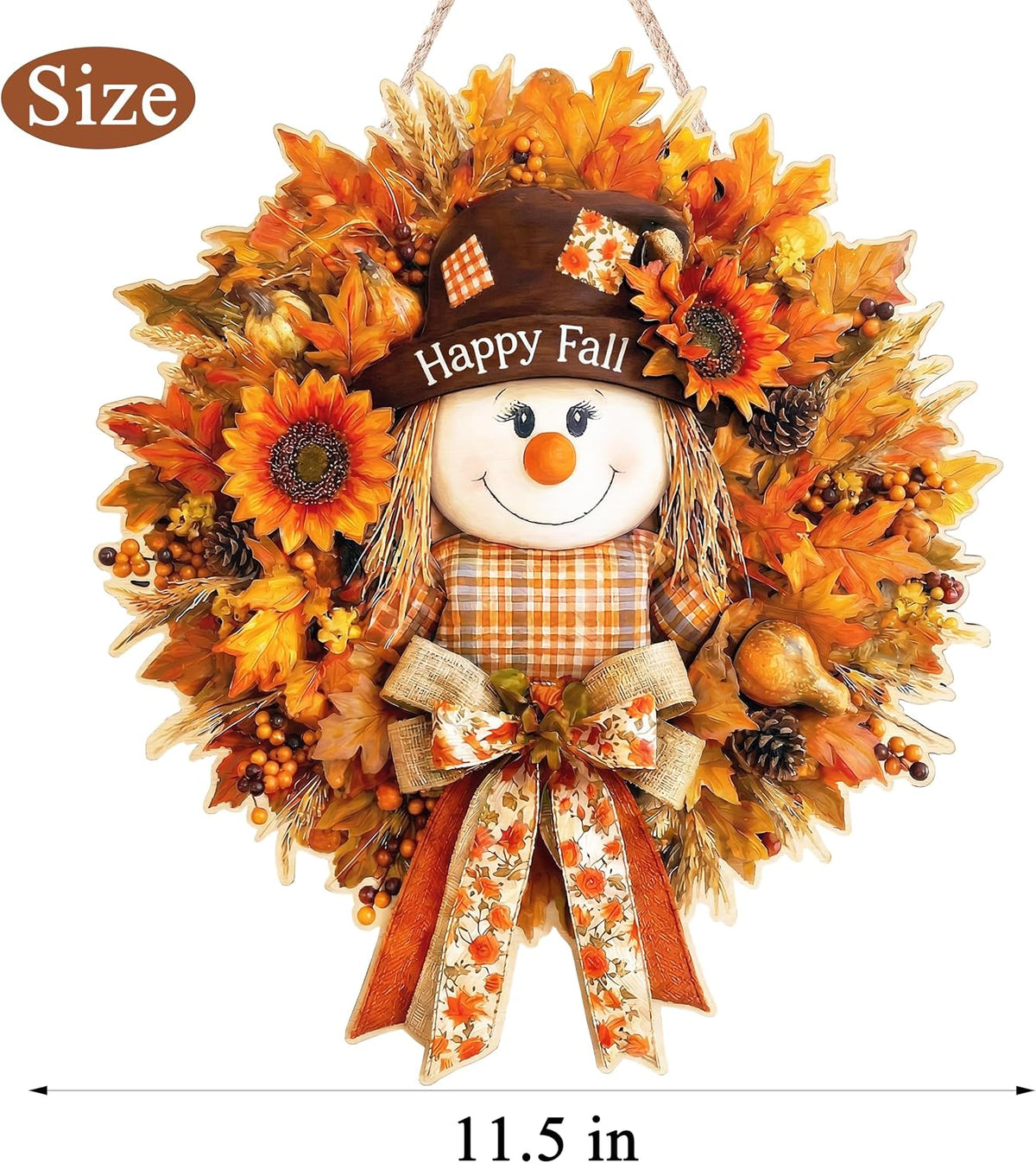 Fall Decorations for Home Wooden Fall Decor Scarecrow Door Wreath for Front Door Farmhouse Scarecrow Maple Leaf Welcome Sign Door Hanger for Autumn Harvest Thanksgiving Outdoor Indoor Wall Home Decor