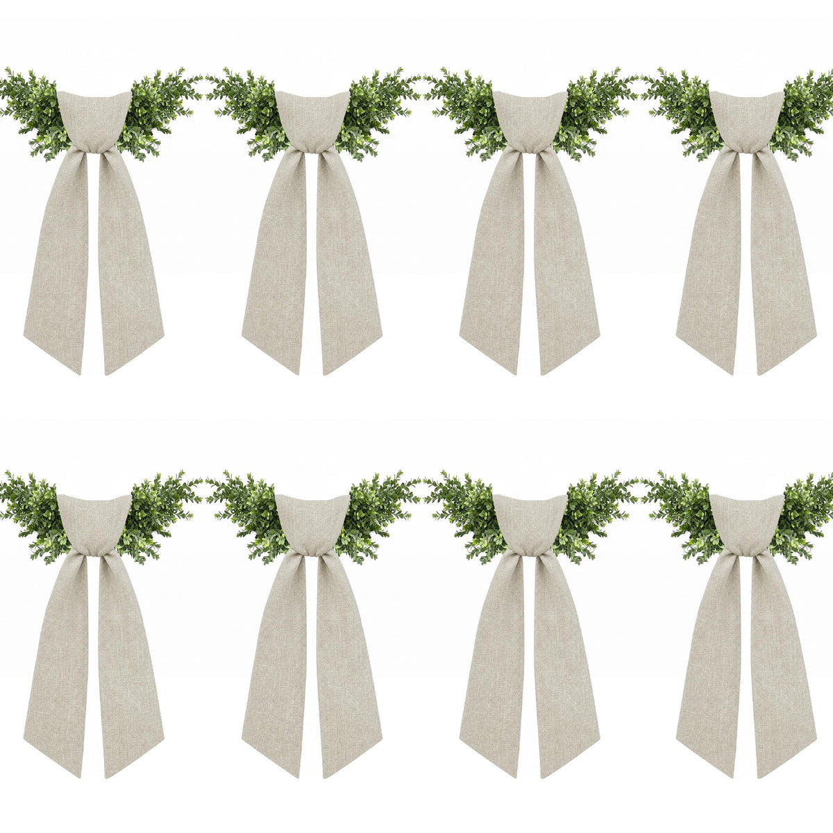 2 Pcs White Wreath Sash for Front Door, Embroidery Blank Wreath Sashes, Textured Twill Finish Sash Ribbon Accessories for Flower Bouquet Garland Yard Doorway Wedding Xmas, 4.9 x 57 Inches