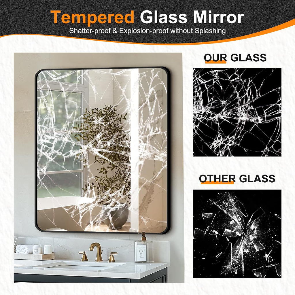 Delma Bathroom Vanity Mirror, Black Framed Mirror for Over Sink, 36x30