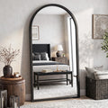 82"x44" Arched Full Length Mirror with Wide Wood Frame,Natural Wood