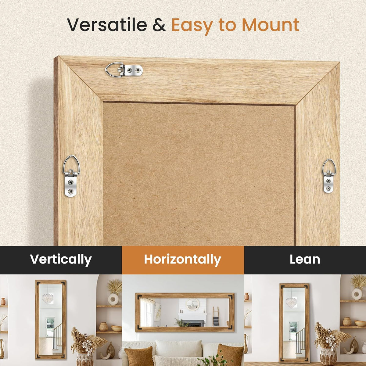 Wood Framed Full Length Mirror for Wall, 56"X22" Floor Standing Body Mirror