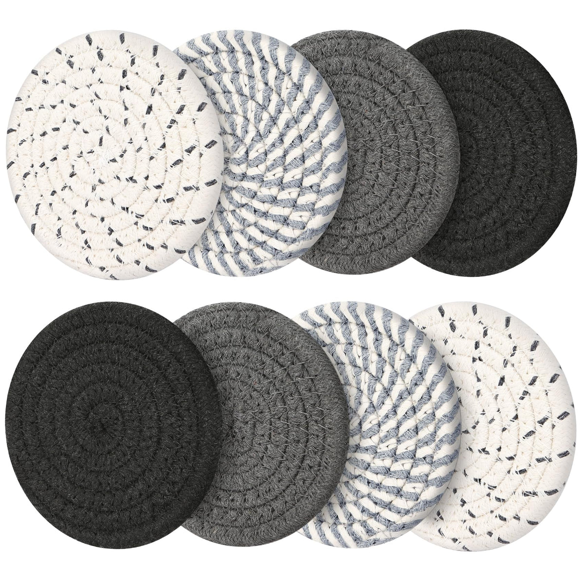 Coasters for Drinks, Coasters Set of 4 - Color, 8 Pack Coaster Set, Boho Coaster with Holder, Coffee Table Decor, Living Room Decor, Kitchen Table Decor