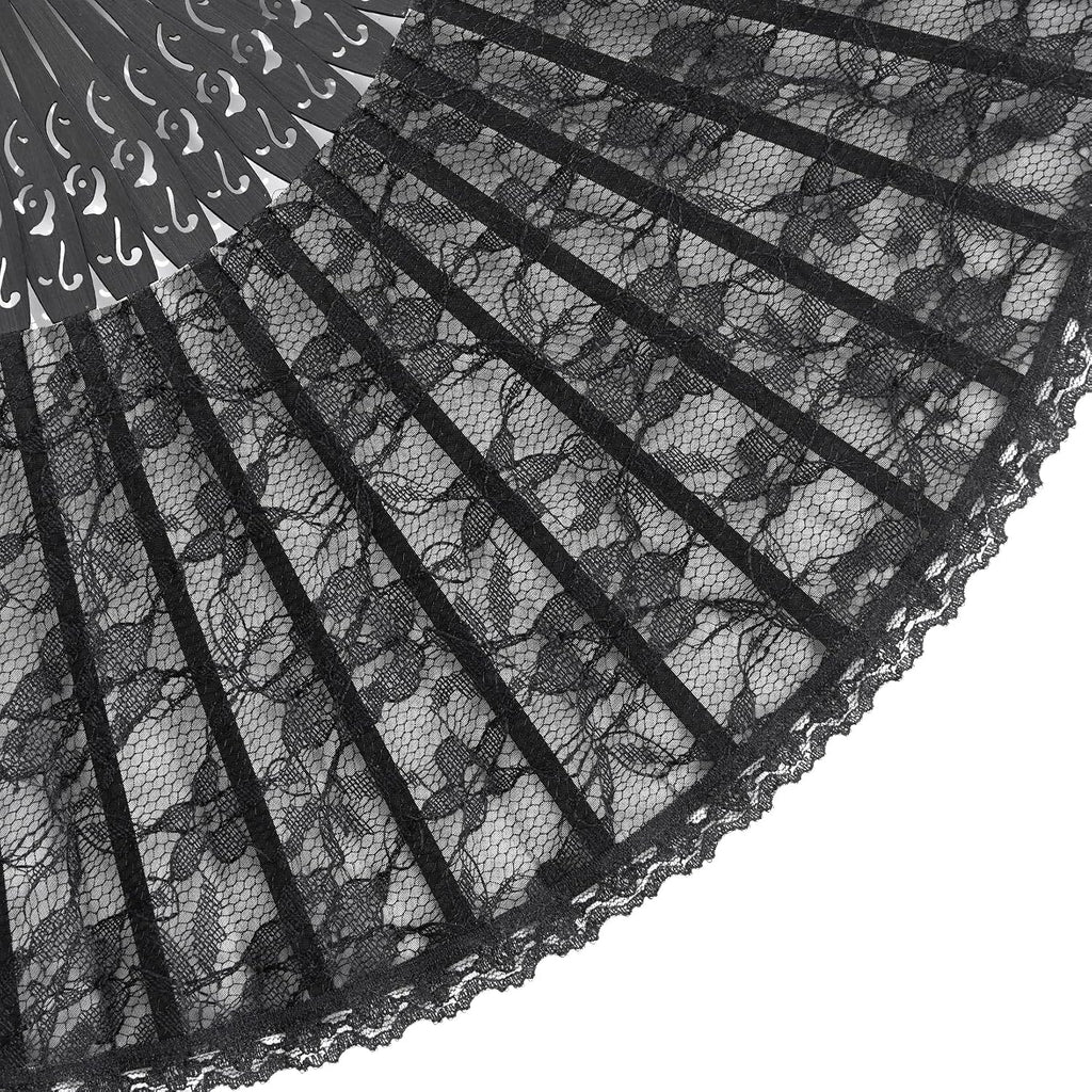 choyaxo Black Lace Handheld Fan Bamboo Folding Fan