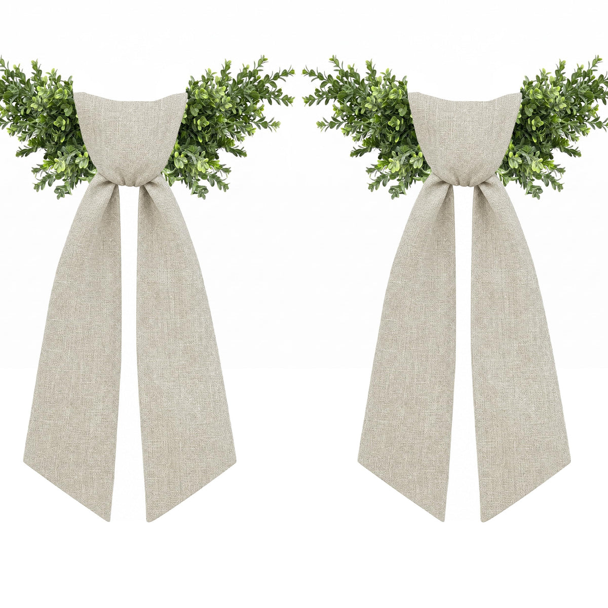 2 Pcs White Wreath Sash for Front Door, Embroidery Blank Wreath Sashes, Textured Twill Finish Sash Ribbon Accessories for Flower Bouquet Garland Yard Doorway Wedding Xmas, 4.9 x 57 Inches