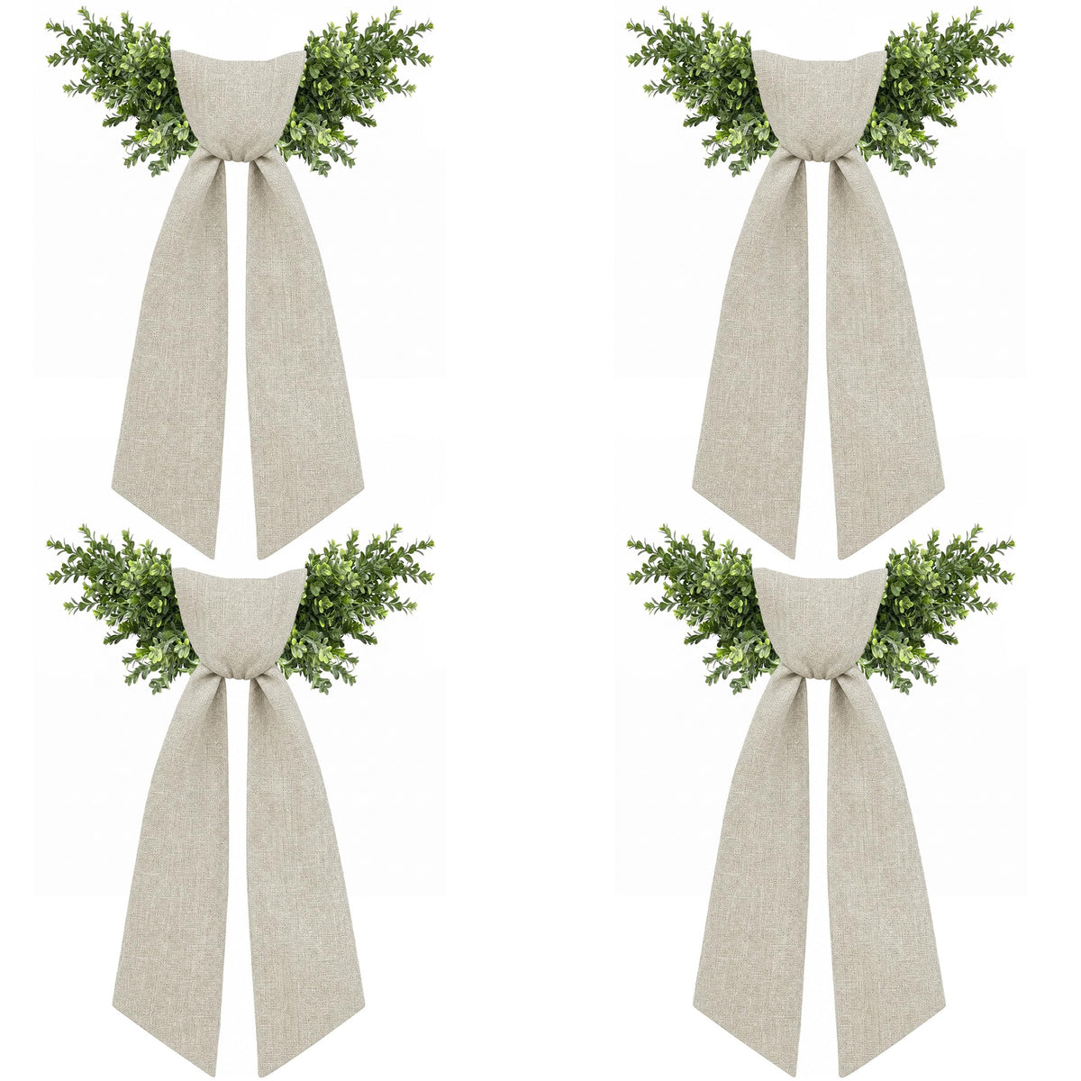 2 Pcs White Wreath Sash for Front Door, Embroidery Blank Wreath Sashes, Textured Twill Finish Sash Ribbon Accessories for Flower Bouquet Garland Yard Doorway Wedding Xmas, 4.9 x 57 Inches